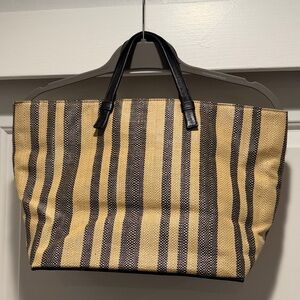 Cole Haan Black and Tan Striped Tote